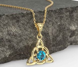 Topaz Gold Celtic Trinity Knot Necklace