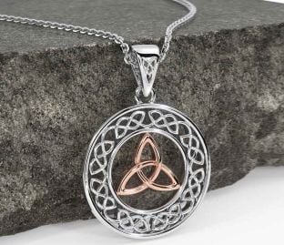 White Rose Gold Celtic Trinity Knot Necklace