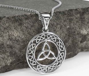White Gold Celtic Trinity Knot Necklace