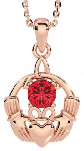 Ruby Rose Gold Silver Claddagh Trinity Knot Necklace