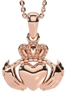 Rose Gold Silver Claddagh Necklace