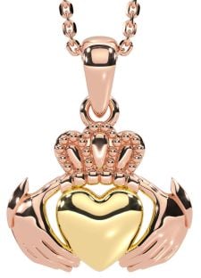 Rose Yellow Gold Claddagh Necklace