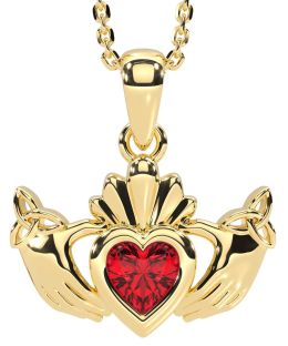 Ruby Aur Argint Colier Claddagh Trinity Knot