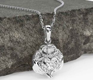 Diamond Silver Claddagh Necklace