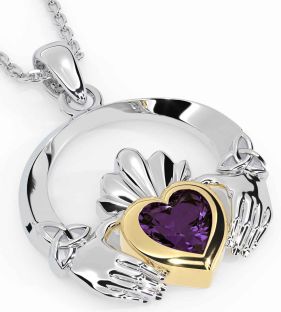 Alexandrite Ouro Prata Claddagh Trindade nó Colar