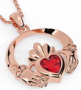 Ruby Rose Gold Silver Claddagh Trinity knot Necklace