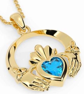 Topaz Aur Argint Colier Claddagh Trinity nod