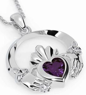 Alexandrite Silver Claddagh Trinity knot Necklace