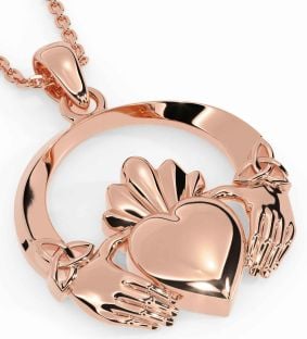 Rose Gold Silver Claddagh Necklace