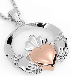 Rose Gold Silver Claddagh Necklace