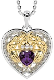 Diamante Alejandrita Oro Plata céltico Claddagh Trinidad Nudo Corazón Collar