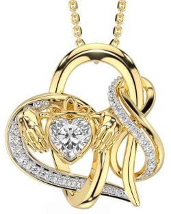 Diamond Gold Silver Claddagh Infinity Necklace