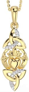 Classic Ladies White & Yellow Gold Claddagh Ring