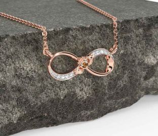 Diamond Citrine Rose Gold Silver Claddagh Infinity Necklace