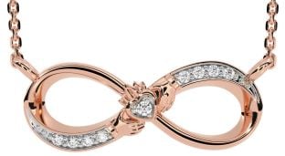 Diamante Rosa Ouro Prata Claddagh Infinidade Colar