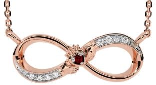 Diamant Granch Rose Gold Silber Claddagh Unendlichkeit Halskette