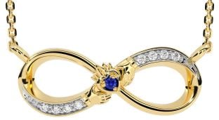 Diamant Saphir Gold Silber Claddagh Unendlichkeit Halskette