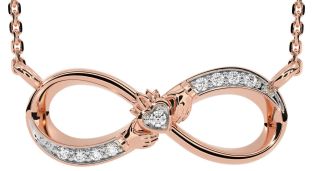 Diamond Rose Gold Claddagh Infinity Necklace