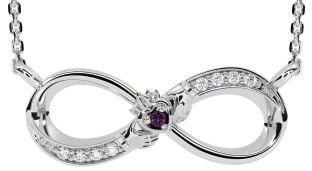 Diamond Alexandrite Silver Claddagh Infinity Necklace