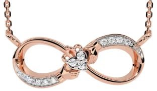 Diamante Rosa Ouro Prata Claddagh Infinidade Colar