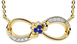 Diamant Safir Guld Silver Claddagh Oändlighet Halsband