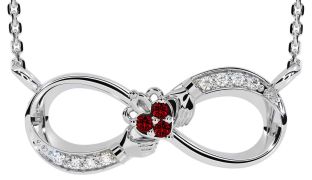 Diamond Garnet Silver Claddagh Infinity Necklace