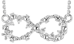 Diamante Plata Claddagh Infinidad Collar