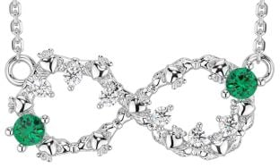 Diamant Smaragd Silver Claddagh Oändlighet Halsband