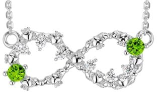 Diamante Peridoto Plata Claddagh Infinidad Collar