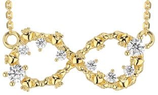 Diamond Gold Claddagh Infinity Necklace