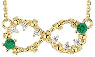 Diamante Esmeralda Oro Claddagh Infinidad Collar