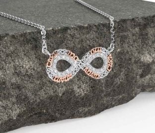 Diamond Rose Gold Silver Celtic Infinity Irish "My Soul Mate" Necklace