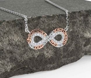 Diamond Rose Gold Silver Celtic Infinity Irish "My eternal love" Necklace