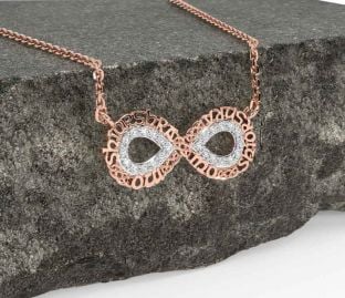 Diamond Rose Gold Celtic Infinity Irish "My eternal love" Necklace
