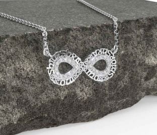 Diamond White Gold Celtic Infinity Irish "My eternal love" Necklace