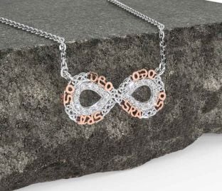 Diamond Rose Gold Silver Celtic Infinity Irish "Love Forever" Necklace