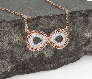 Diamond Rose Gold Silver Celtic Infinity Irish "Love Forever" Necklace