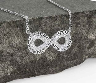 Diamond Silver Celtic Infinity Irish "Love Forever" Necklace