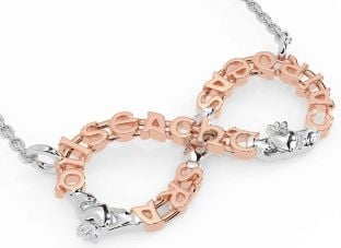 Rose Gold Silver Claddagh Infinity Irish "Love Loyalty & Friendship" Necklace