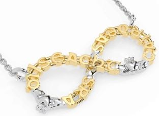 Gold Silver Claddagh Infinity Irish "Love Loyalty & Friendship" Necklace