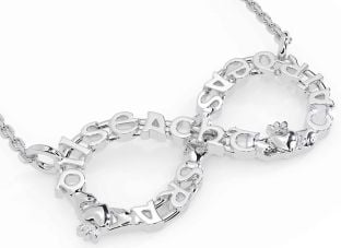 White Gold Claddagh Infinity Irish "Love Loyalty & Friendship" Necklace