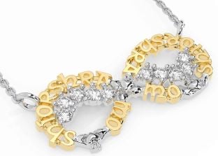 Diamond Gold Silver Claddagh Infinity Irish "My eternal love" Necklace