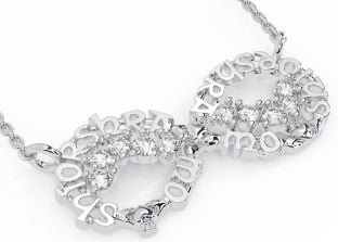 Diamond Silver Claddagh Infinity Irish "My eternal love" Necklace