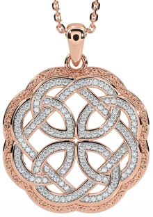 Diamond Rose Gold Silver Celtic Necklace