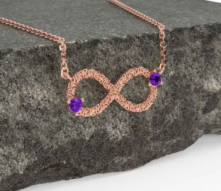 Amethyst Rose Gold Silver Celtic Trinity Knot Infinity Necklace
