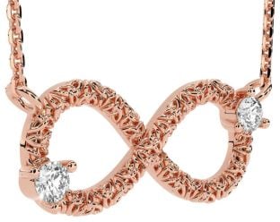 Diamond Rose Gold Silver Celtic Trinity Knot Infinity Necklace