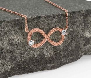Diamond Rose Gold Silver Celtic Trinity Knot Infinity Necklace
