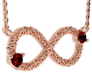 Garnet Rose Gold Silver Celtic Trinity Knot Infinity Necklace