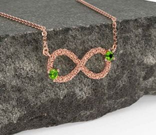 Peridot Rose Gold Silver Celtic Trinity Knot Infinity Necklace