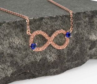 Sapphire Rose Gold Silver Celtic Trinity Knot Infinity Necklace